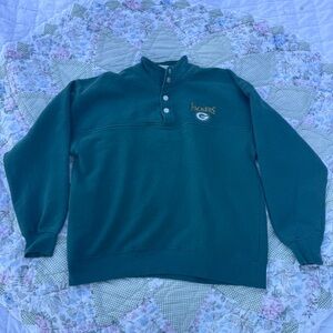 Vintage Lee Sport Men's Green Packers NFL Football 1/4 Zip Sweatshirt Medium